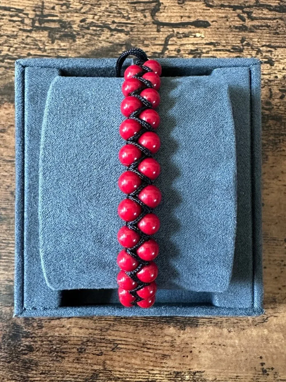 David Yurman Spiritual Beads Two-Row Woven Bracelet w/ Red Coral - RARE